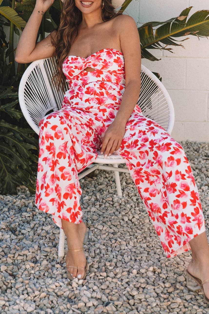 Floral Twisted Bandeau Summer Jumpsuit