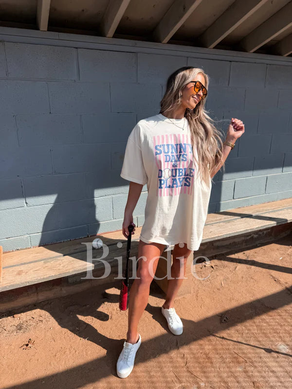 Sunny Days & Double Plays Graphic Tee on Ivory
