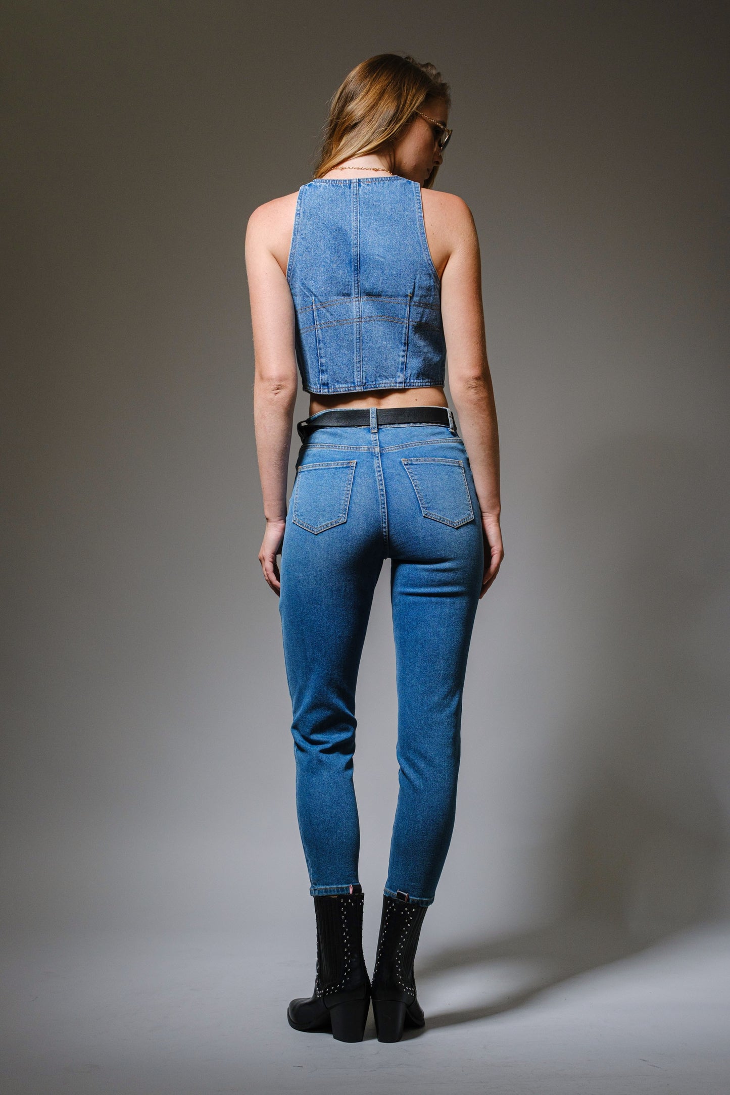River Crop Denim Vest