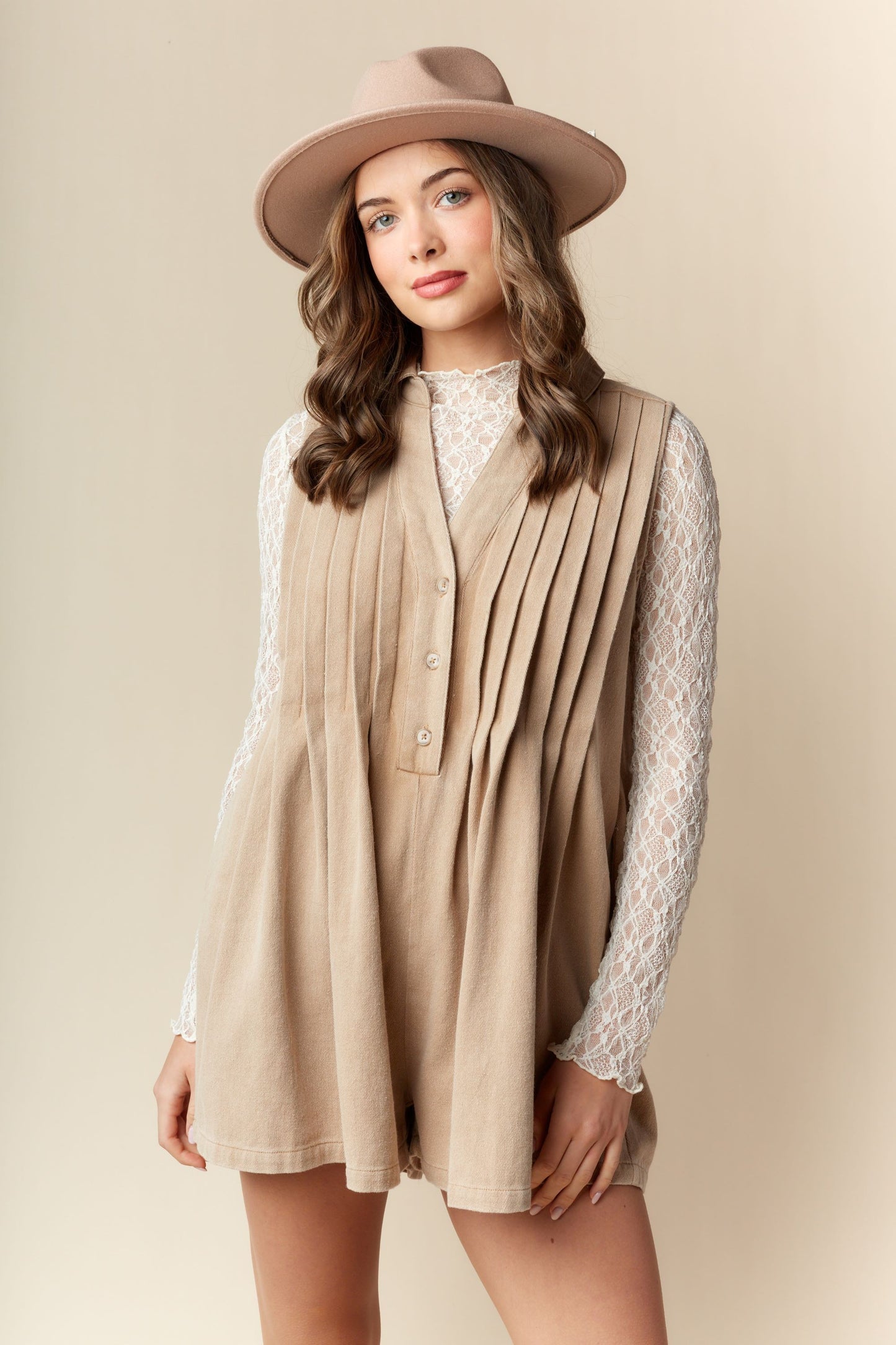 Let's Go Girls Pleated Romper