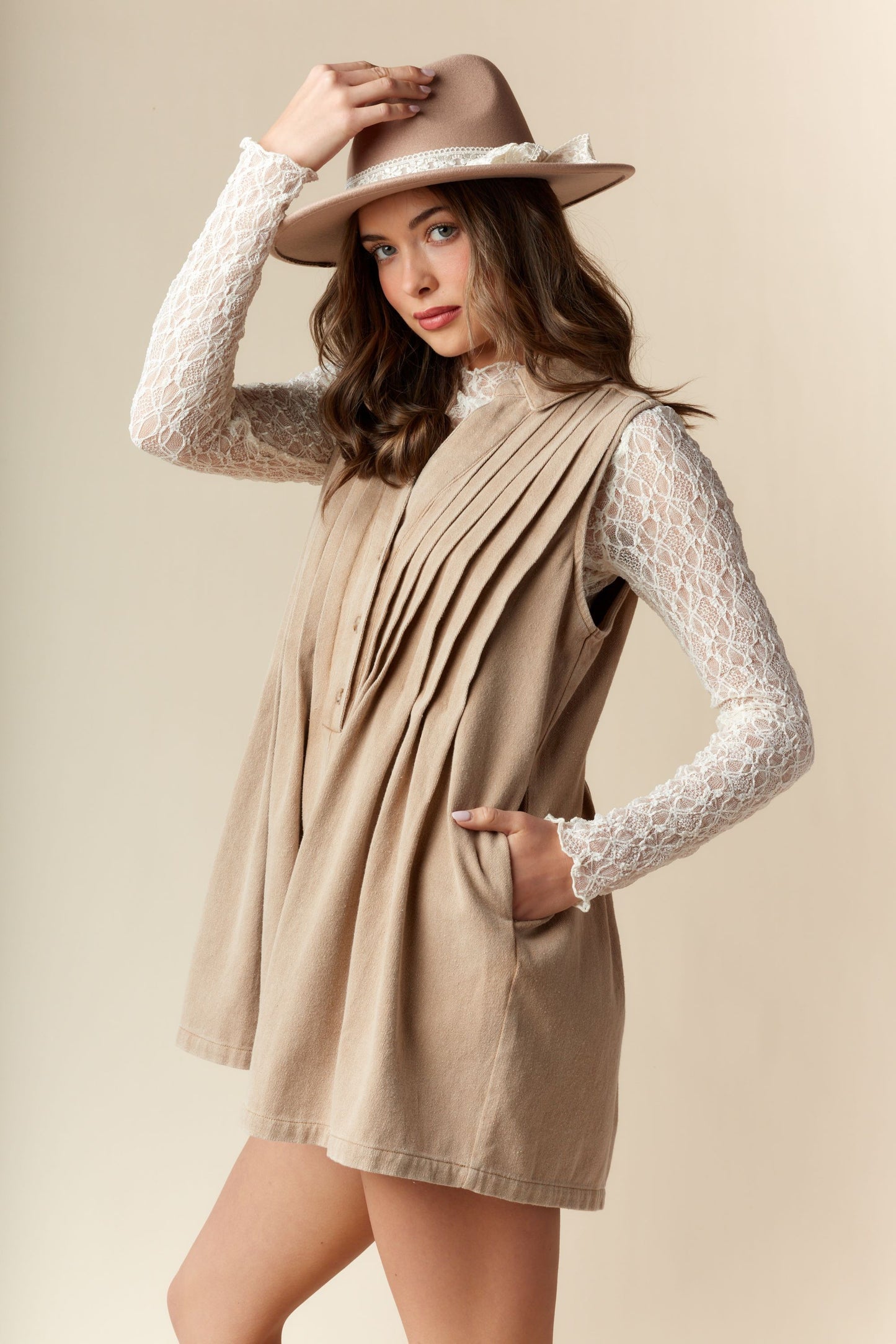 Let's Go Girls Pleated Romper