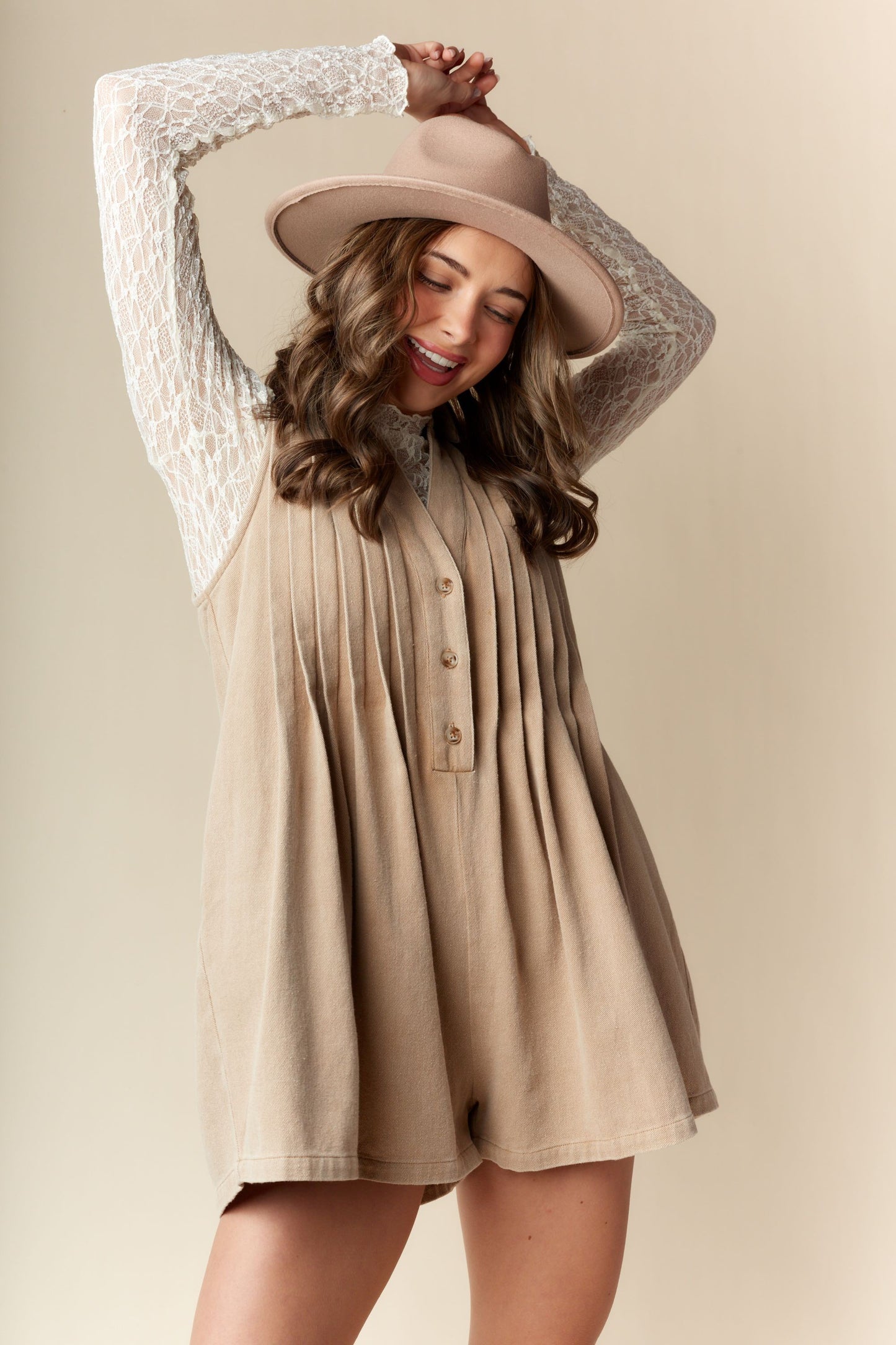Let's Go Girls Pleated Romper