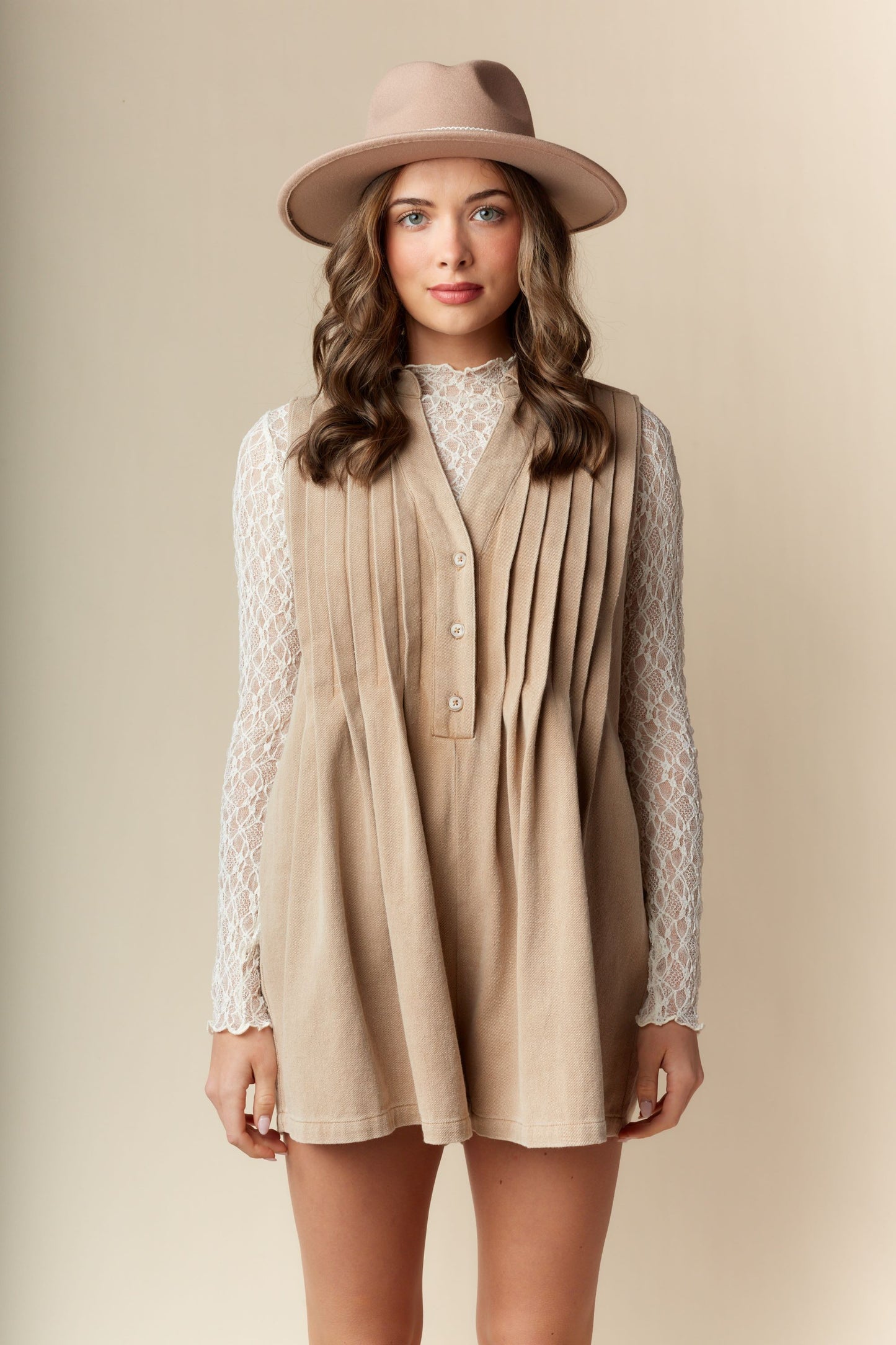 Let's Go Girls Pleated Romper
