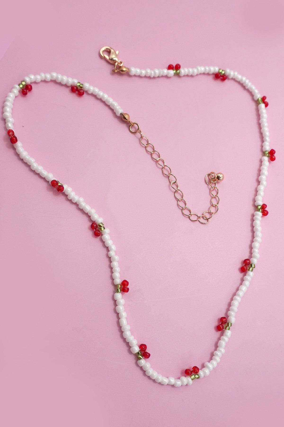 Pearl Beaded Cherry Accent Necklace