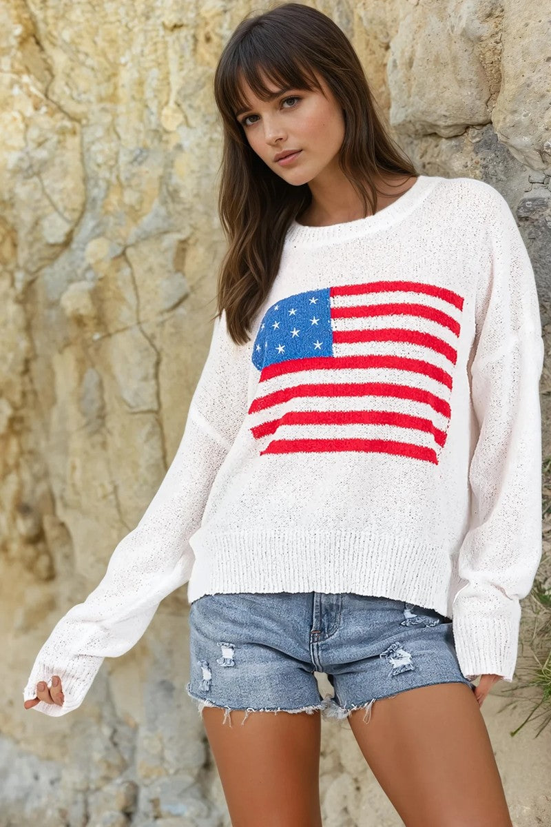 American Flag Sweater Top