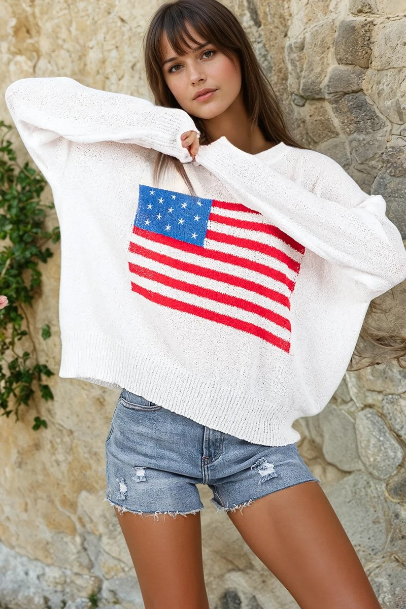American Flag Sweater Top