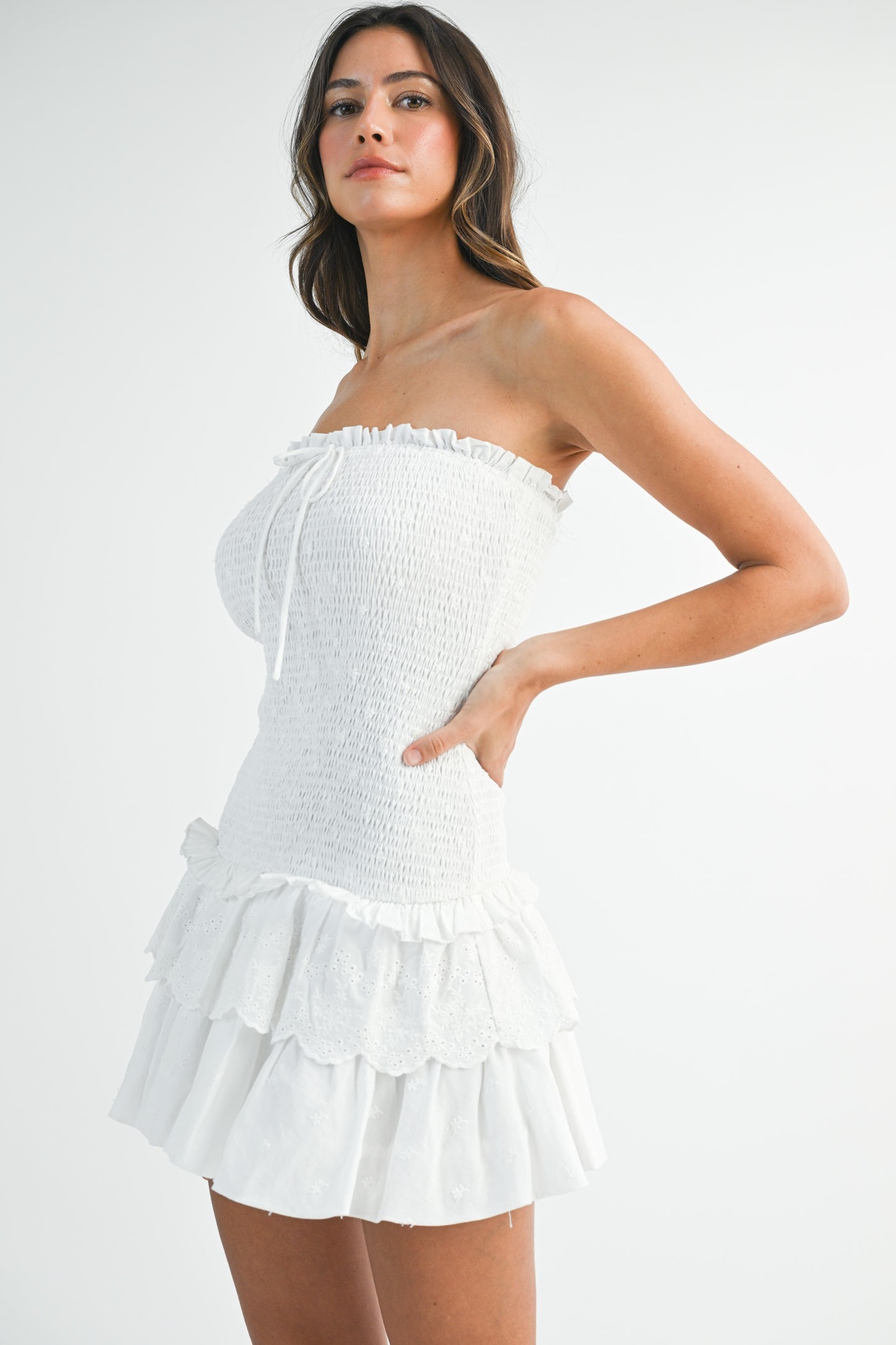 Macey White Lace Mini Dress