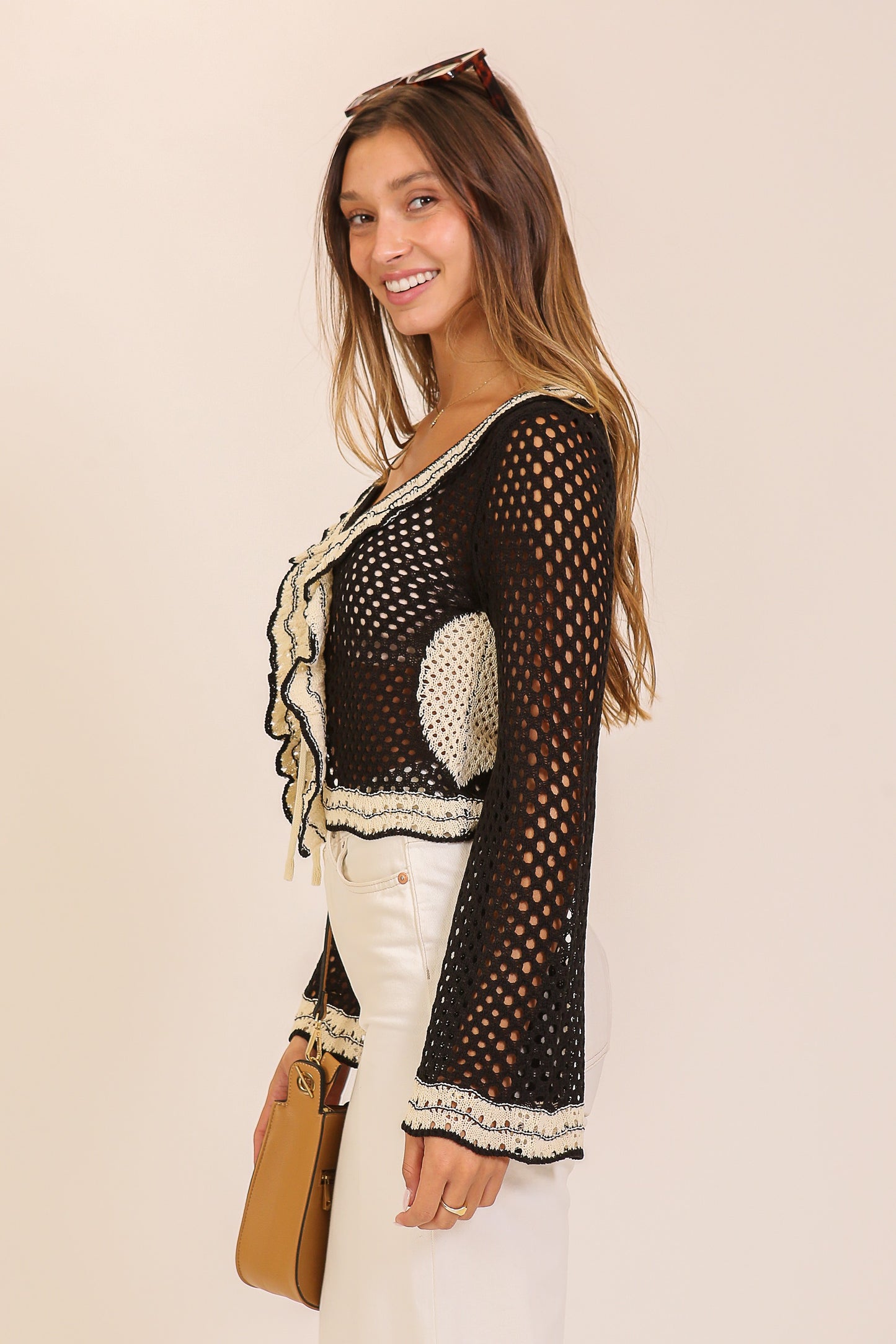 Boho Crochet Tie-front Cardigan Top