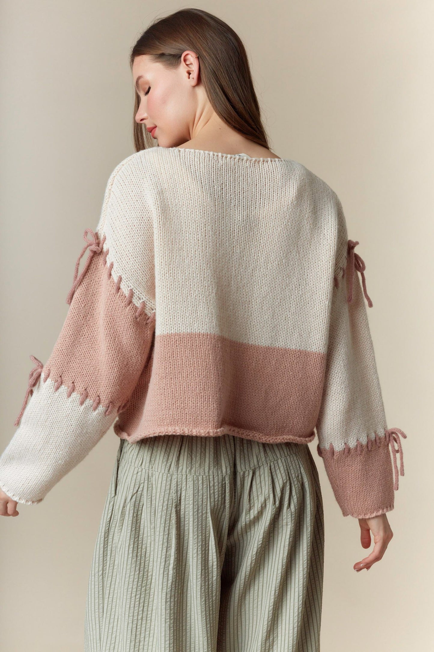 Rose Color Block Sweater