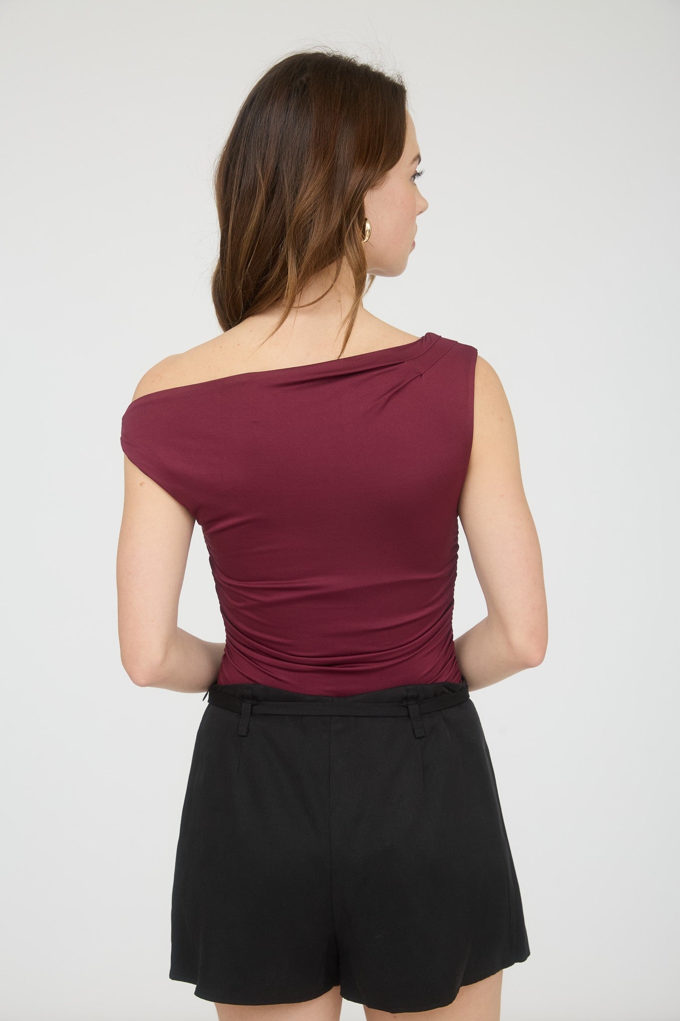 Night Out Off Shoulder Top-Maroon