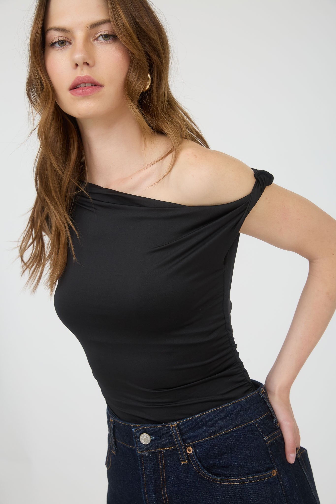Night Out Off Shoulder Top-Black