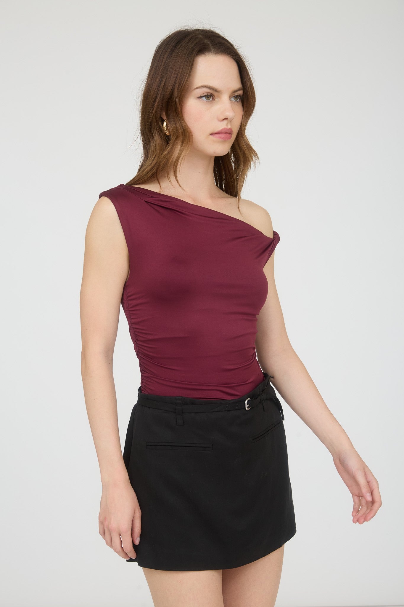 Night Out Off Shoulder Top-Maroon