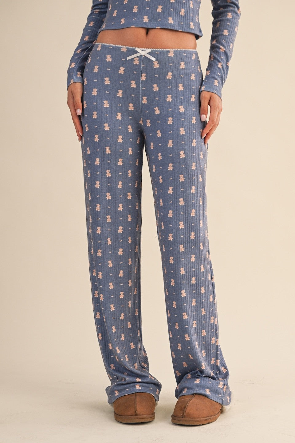 Teddy Bear Print Pointelle Lounge Set