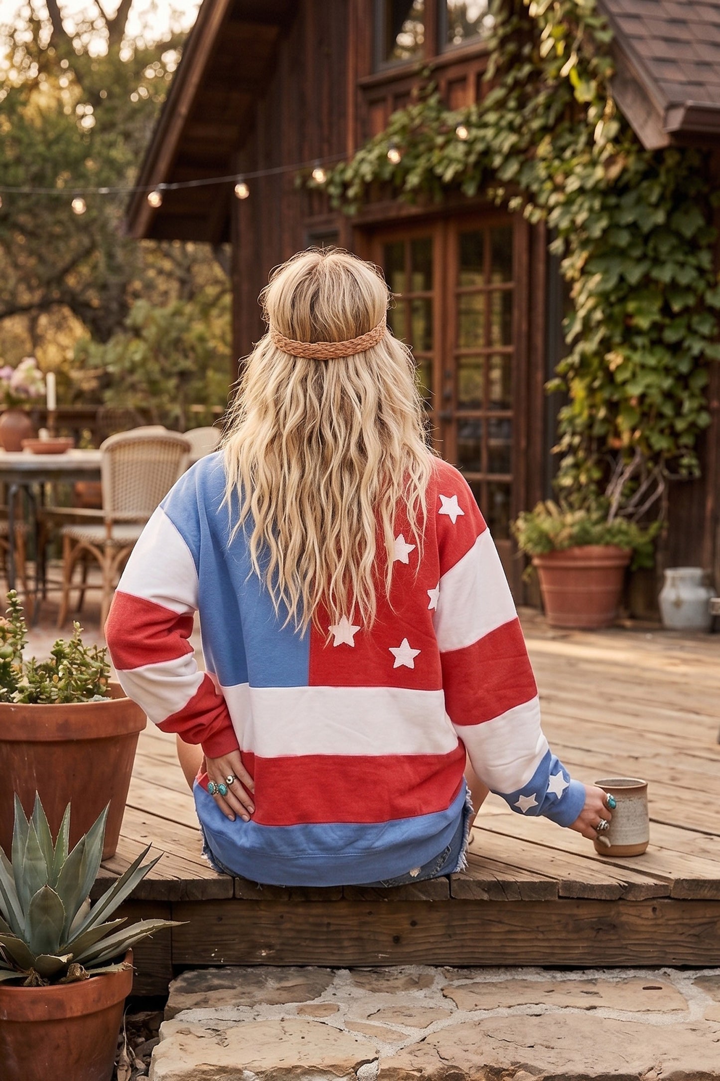 Mineral Washed American Flag Sweatshirt