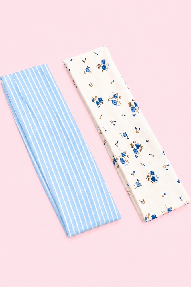 Blue Stripe & Vintage Floral Printed Headband 2-pc Set