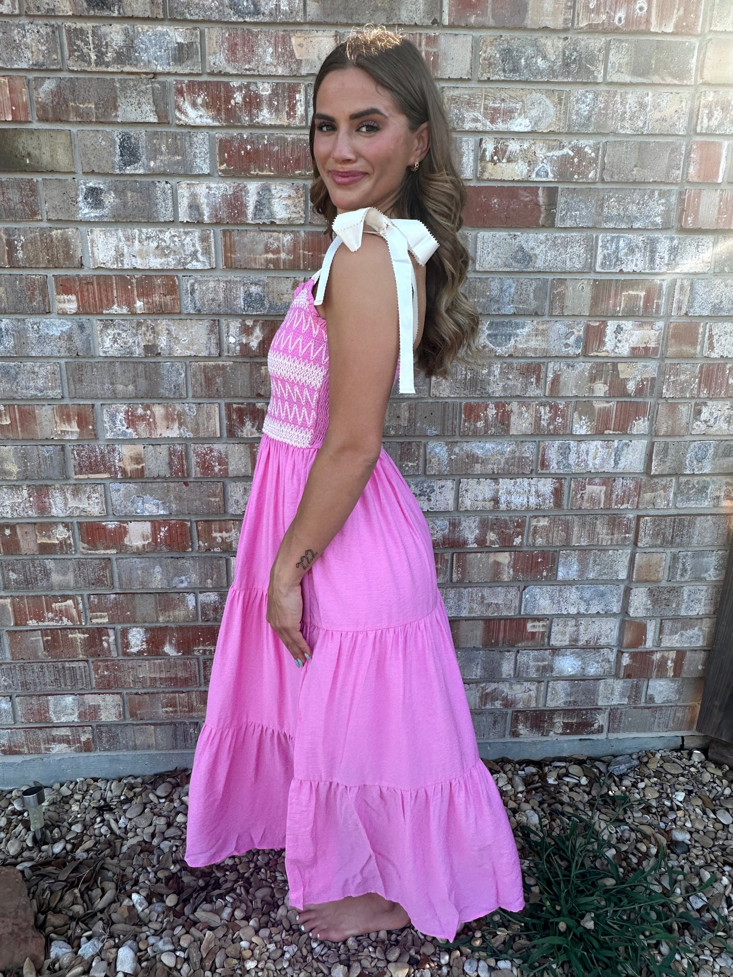 Camden Ribbon Strap Tiered Midi Dress
