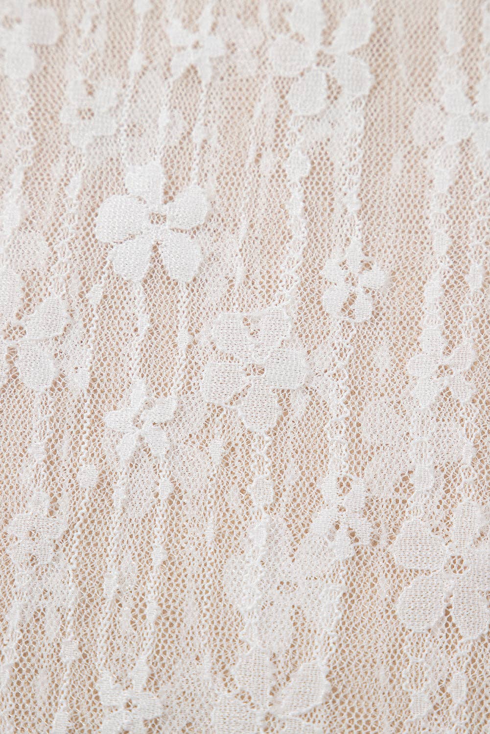 White Sheer Floral Lace Long Sleeve Top