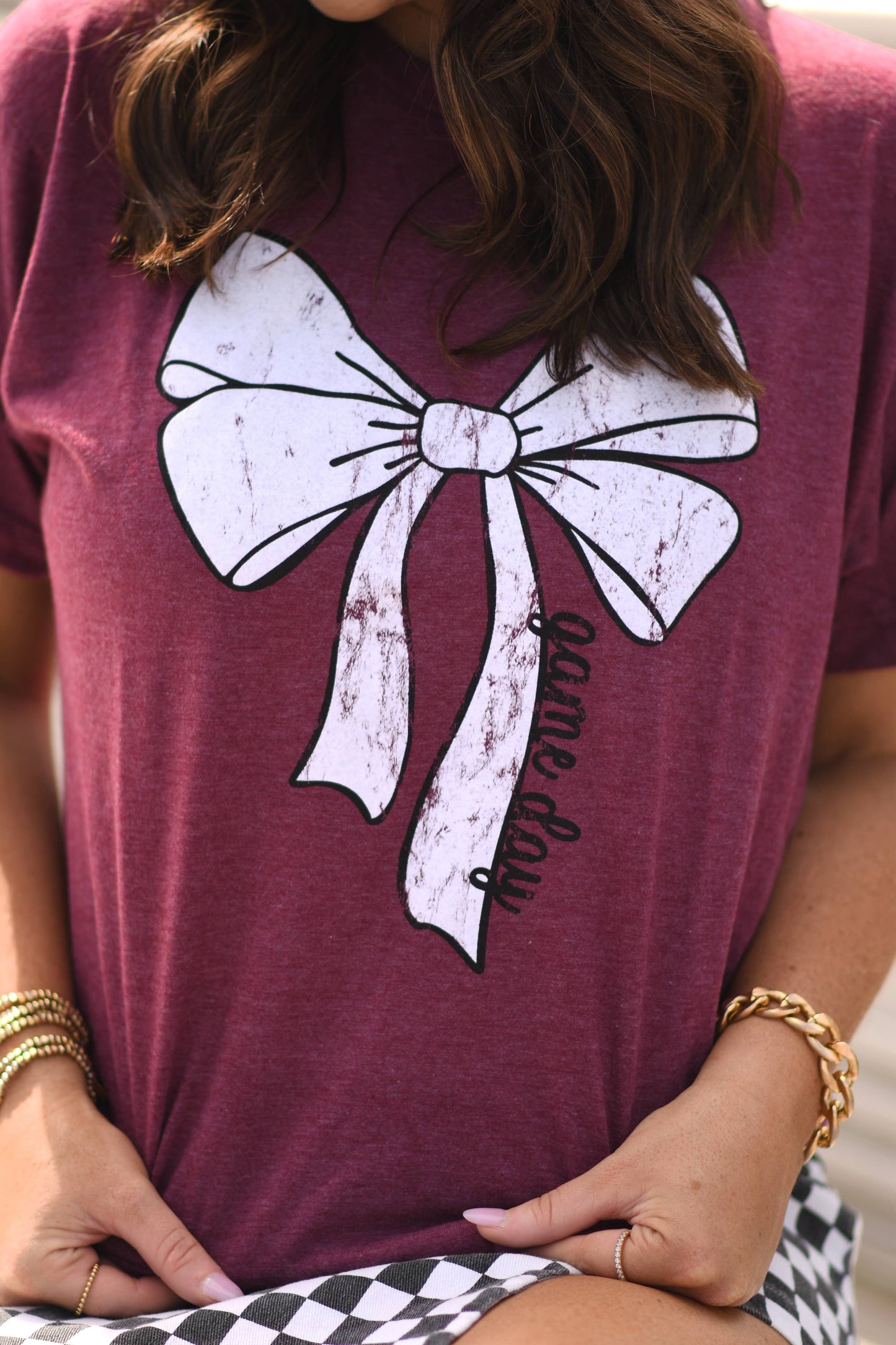 Maroon Game Day Bow Tee