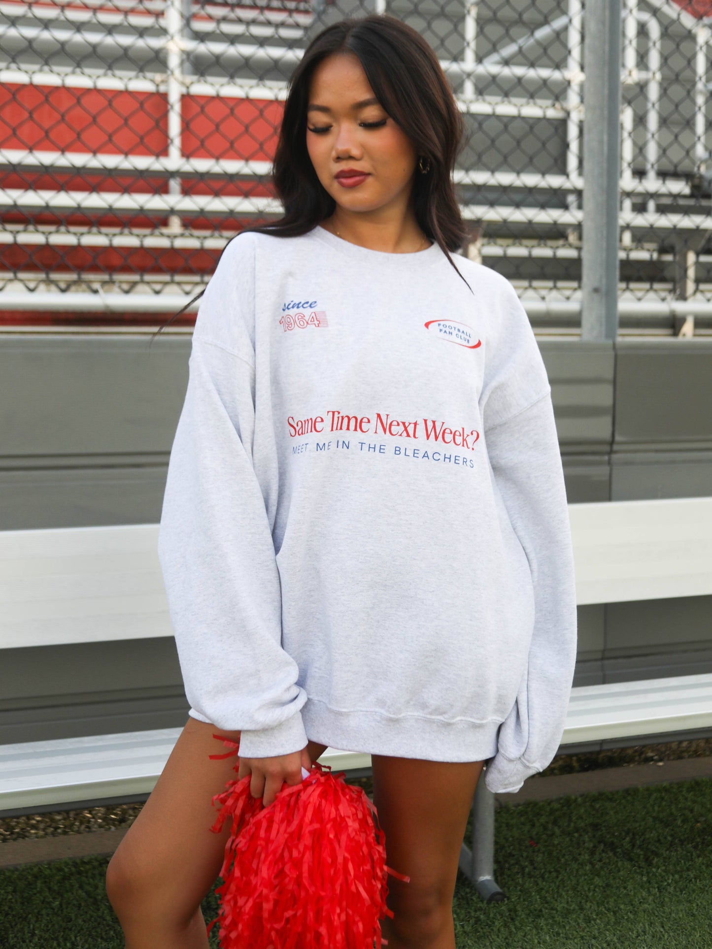 IN THE BLEACHERS GAMEDAY SWEATSHIRT - GREY (FRONT+BACK)