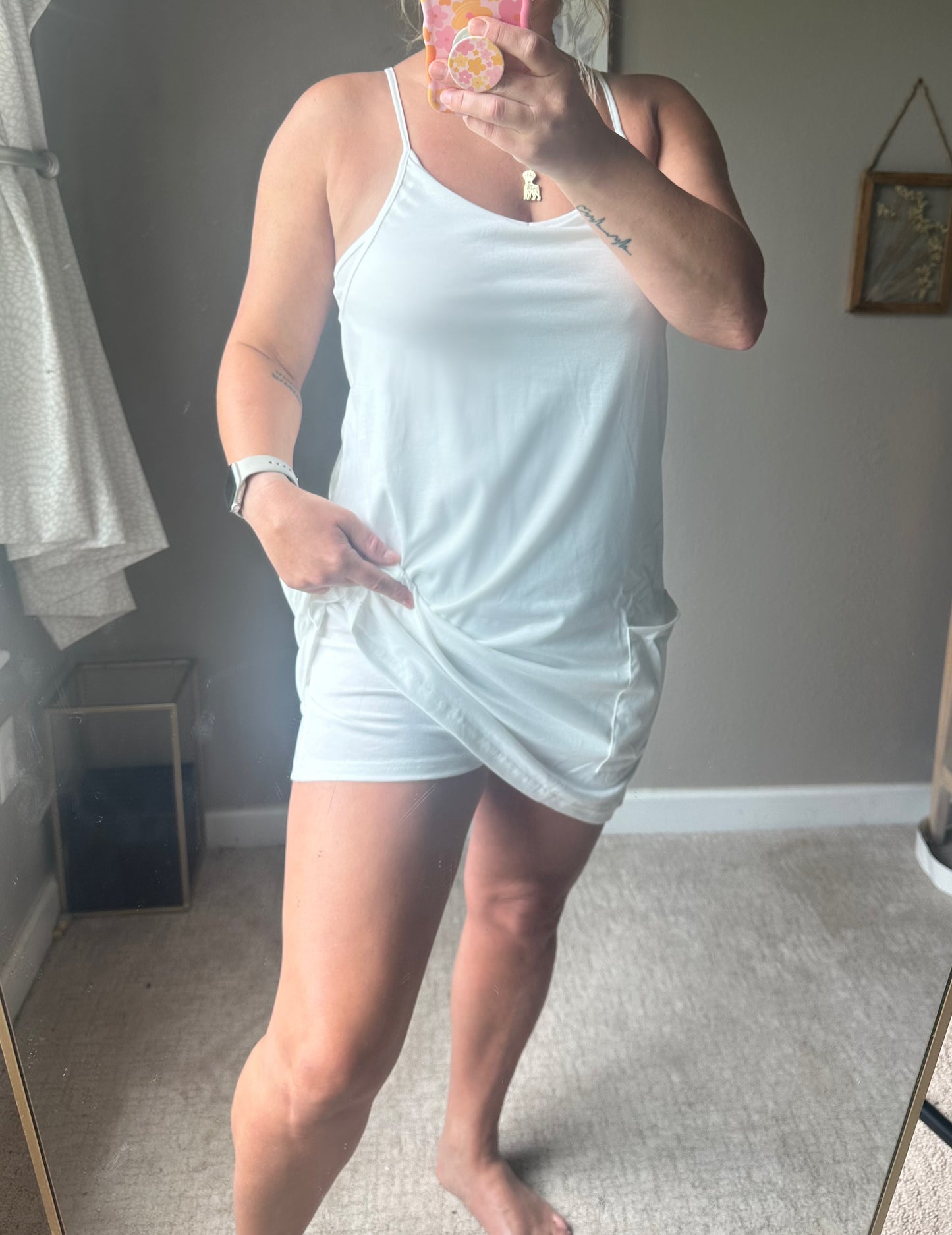 Hot Shot Tennis Athletic Dress Romper-White