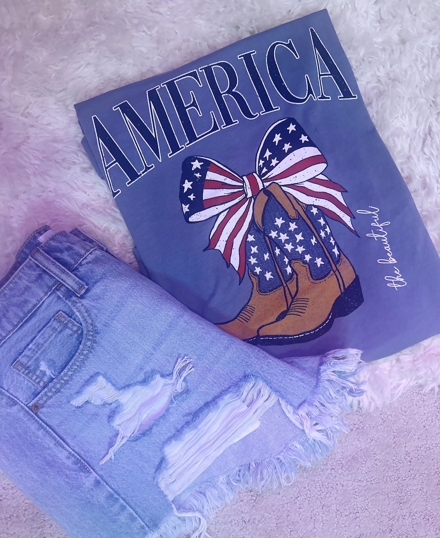 AMERICA WASHED GRAPHIC TEE-VINTAGE BLUE