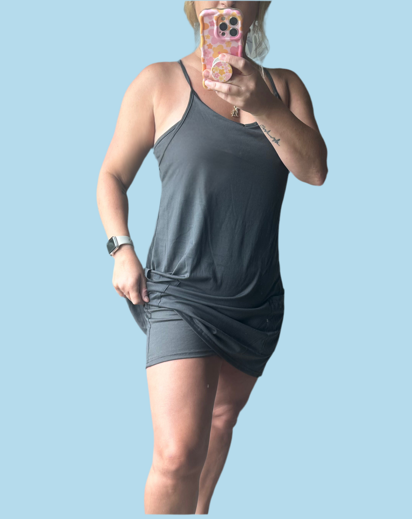 Hot Shot Tennis Athletic Dress Romper-Charcoal