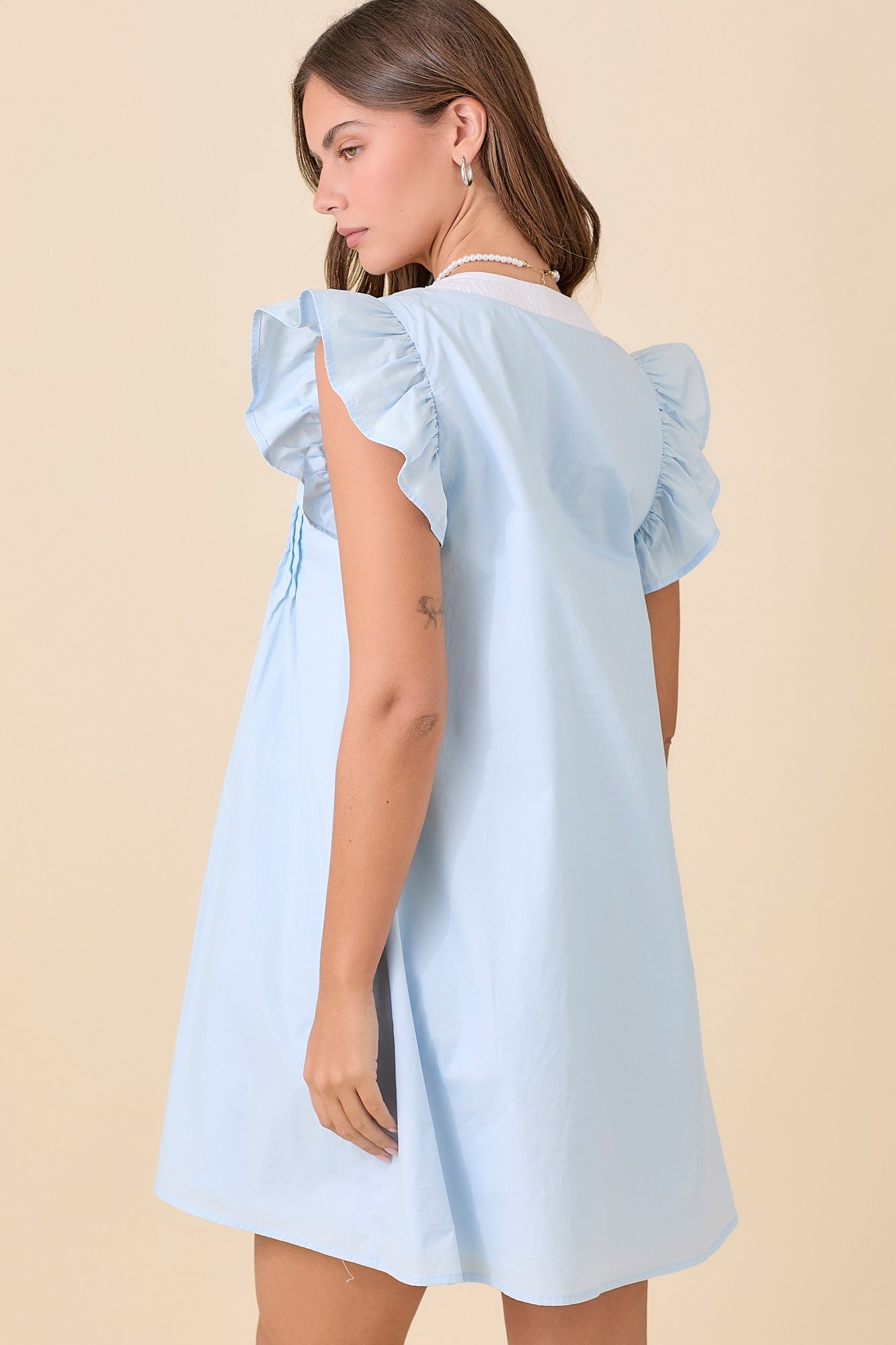 Ruffle Sleeve Mini Dress Baby Blue