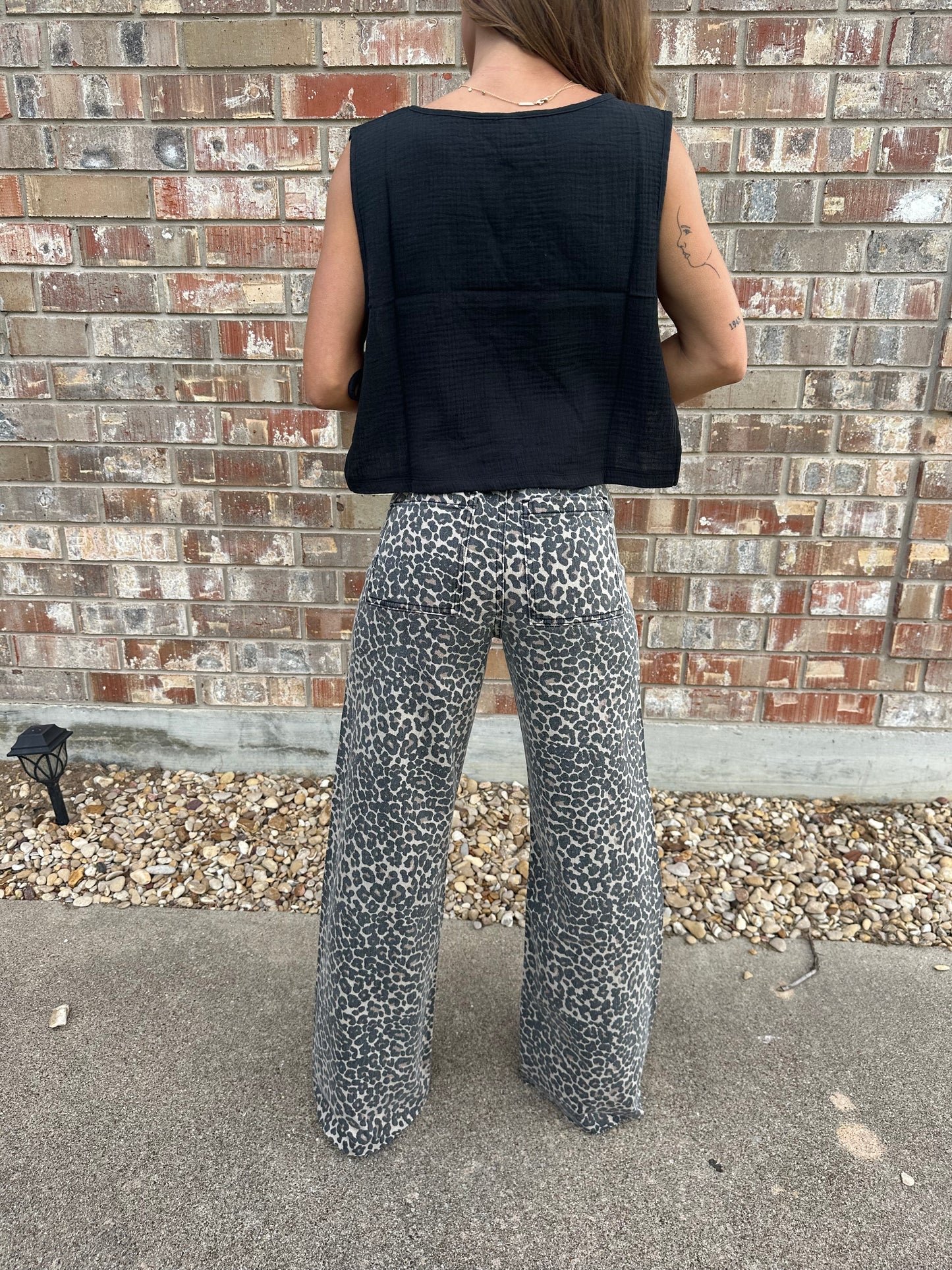 Leopard Print Denim Pants