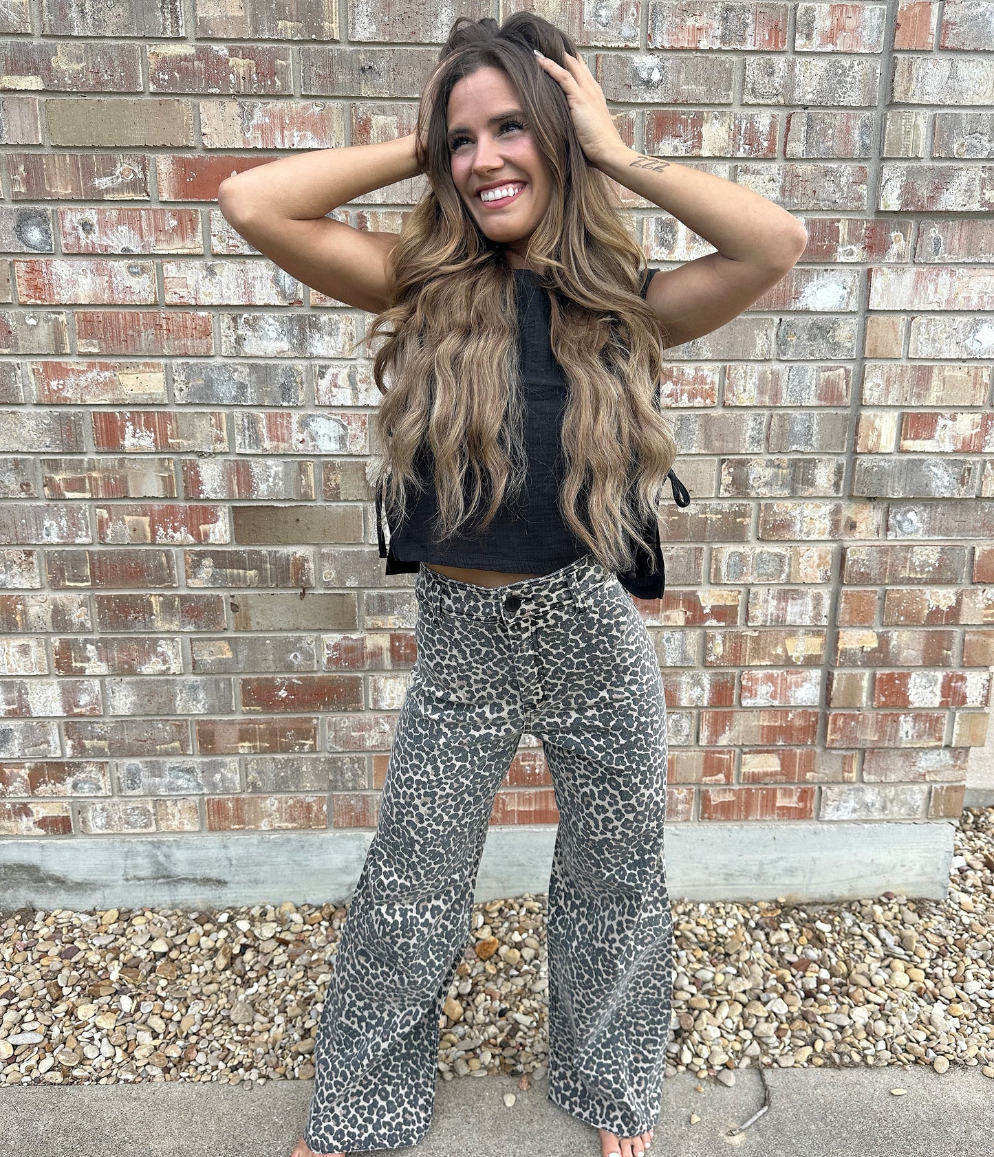 Leopard Print Denim Pants