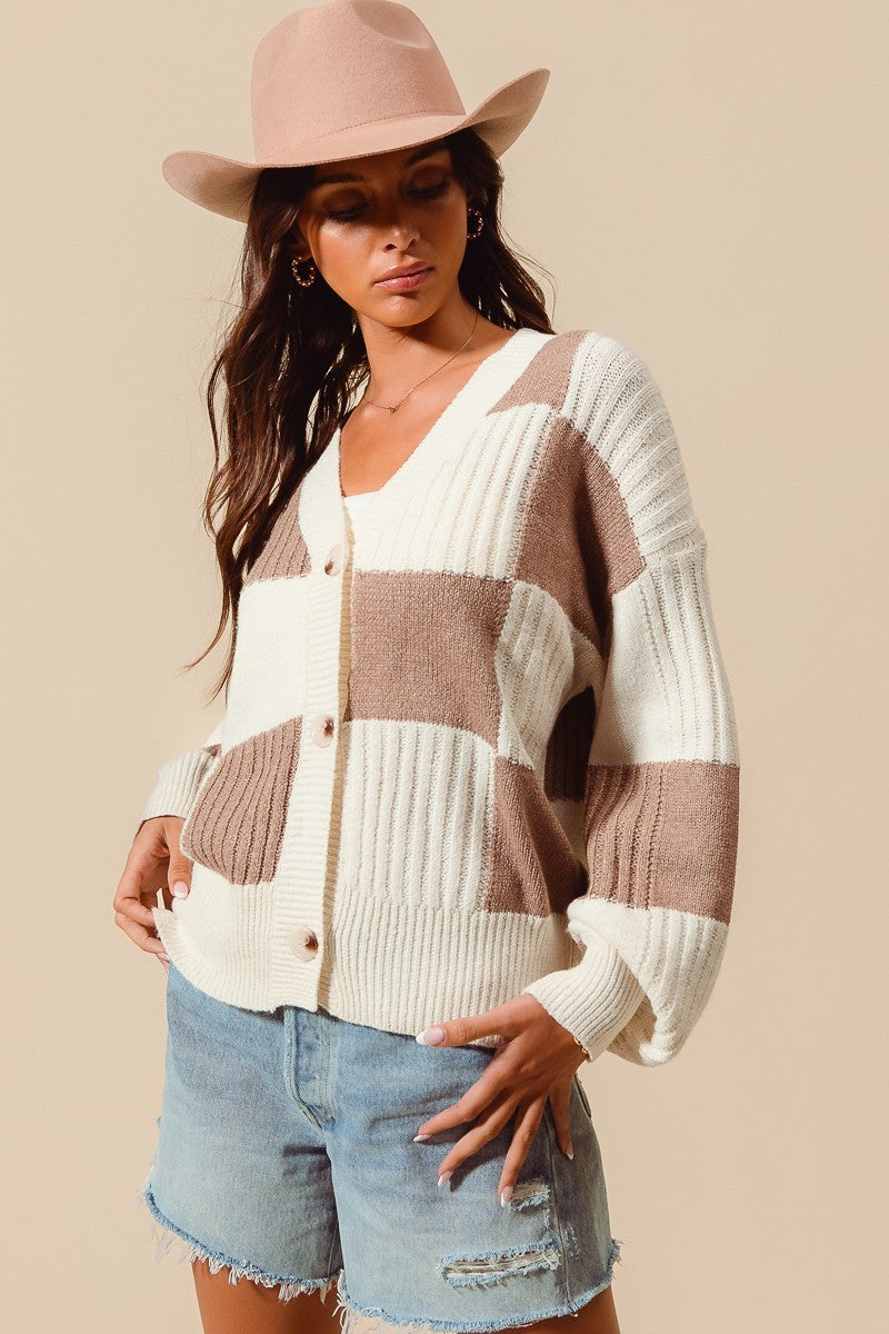 Checkered Sweater Cardigan