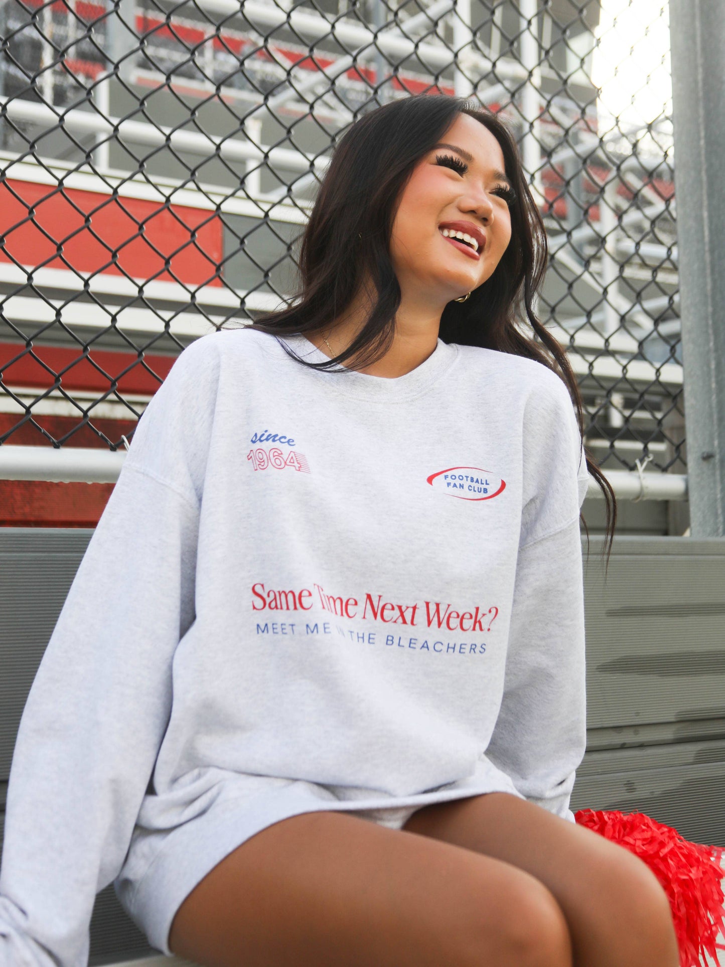 IN THE BLEACHERS GAMEDAY SWEATSHIRT - GREY (FRONT+BACK)