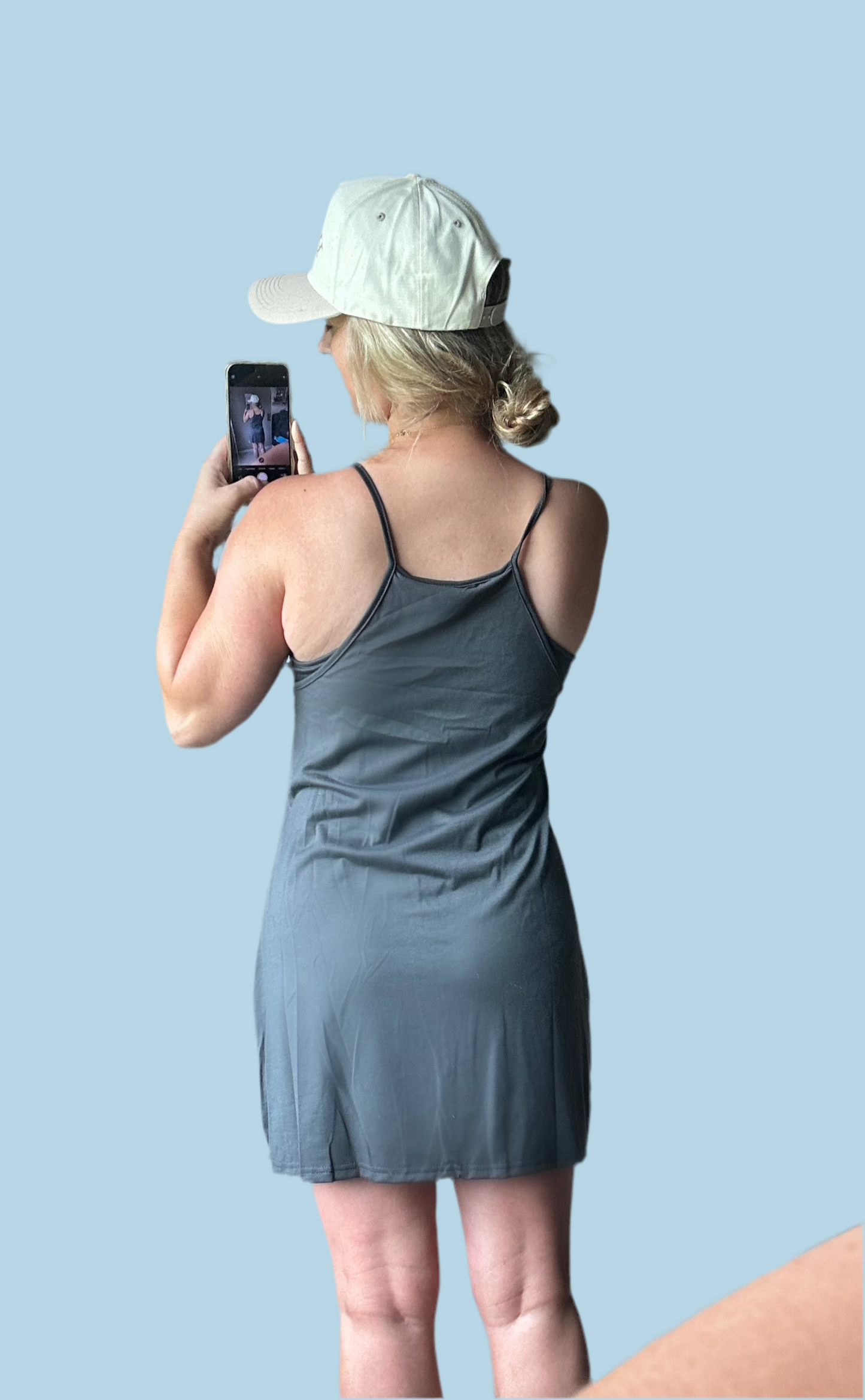 Hot Shot Tennis Athletic Dress Romper-Charcoal