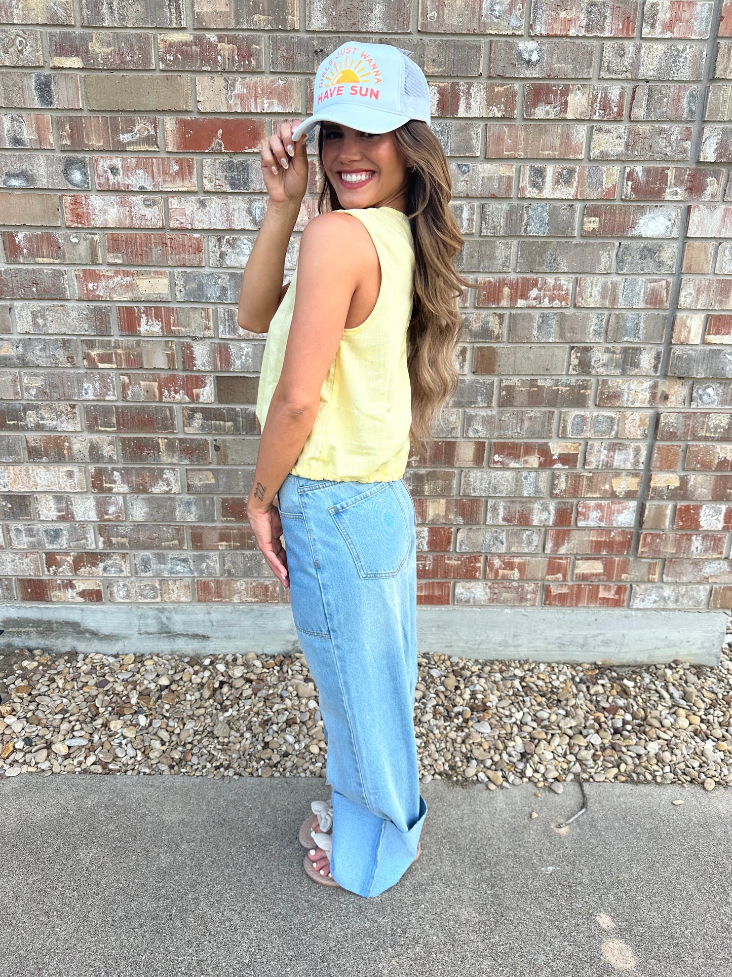 Linen Yellow Crop Top