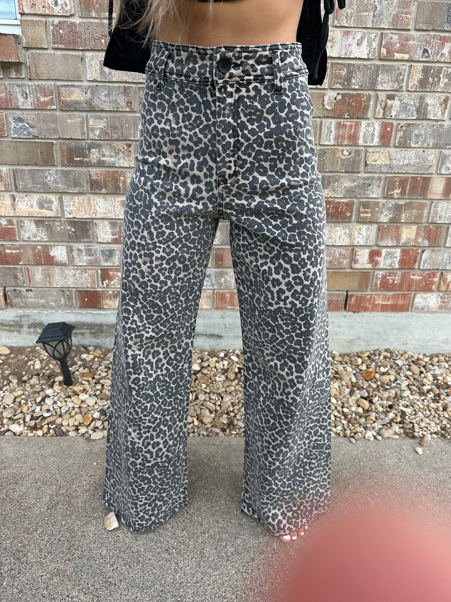 Leopard Print Denim Pants