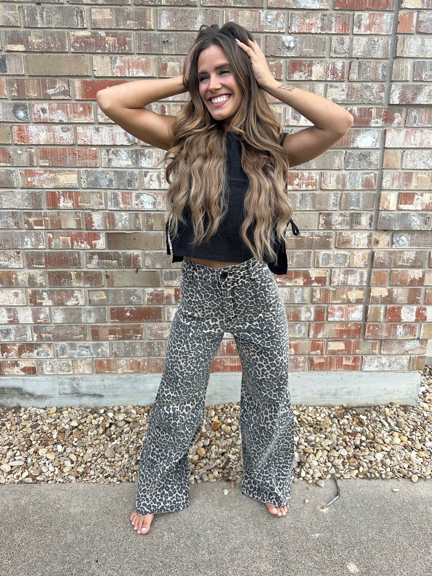 Leopard Print Denim Pants