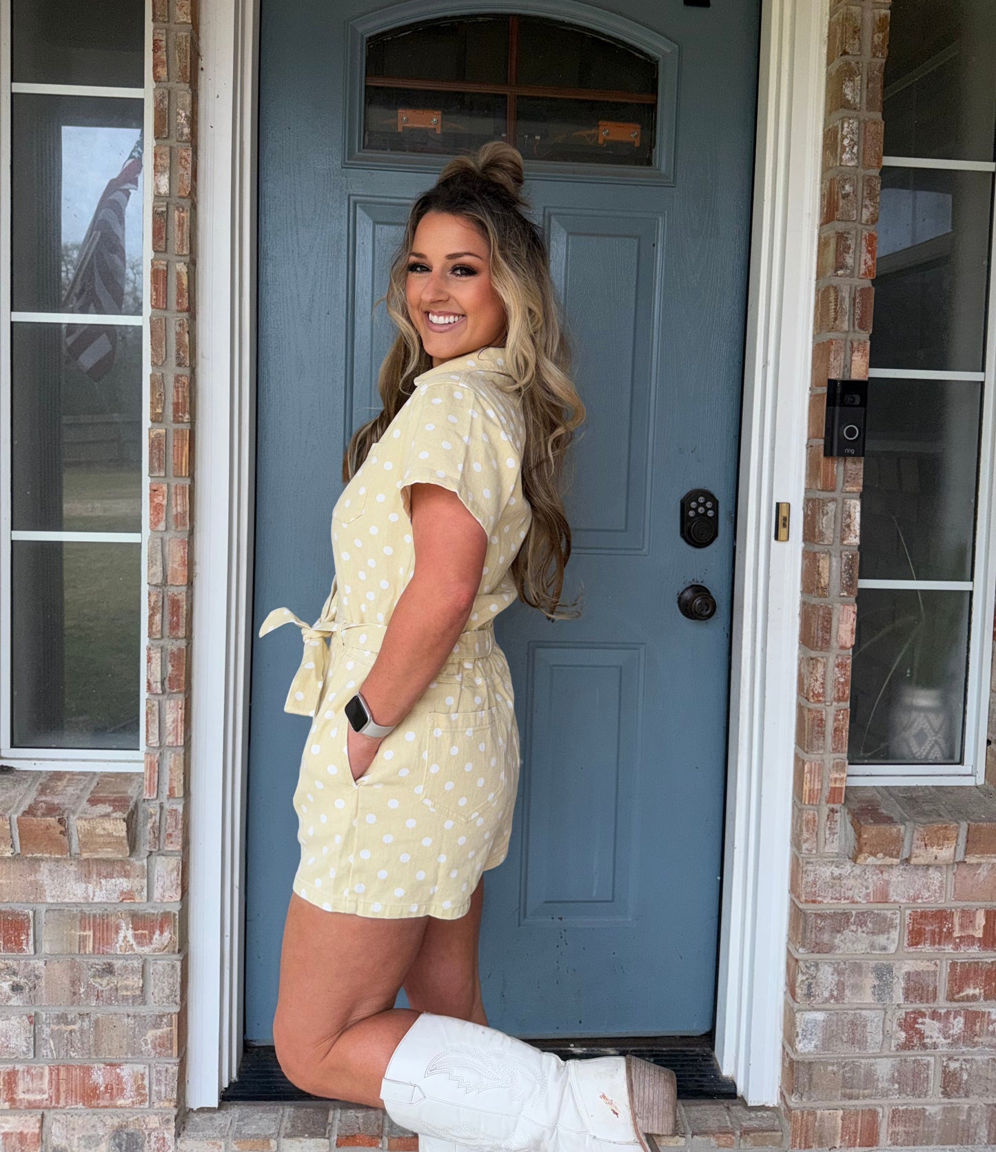 Butter Yellow Polka Dot Romper