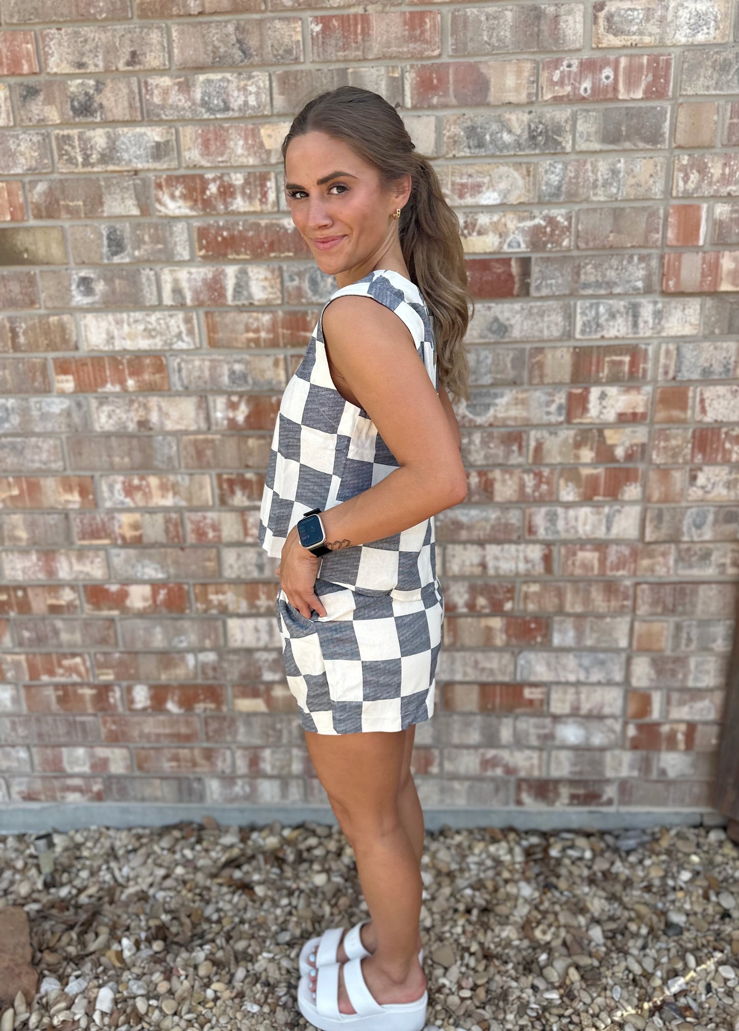 Navy and White Checkered Set