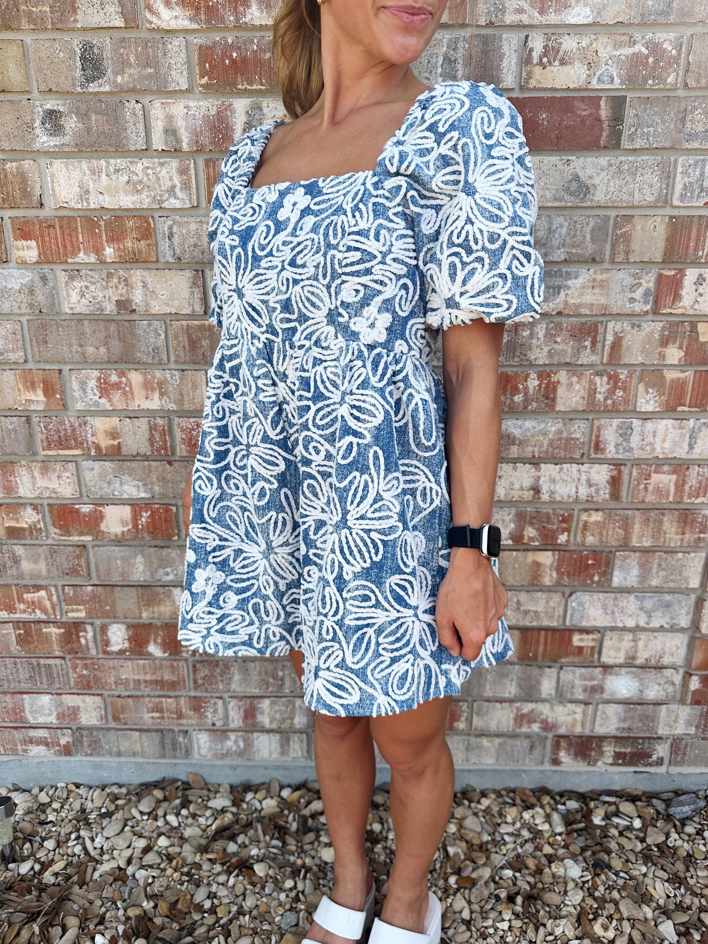 Floral Velvet Denim Romper