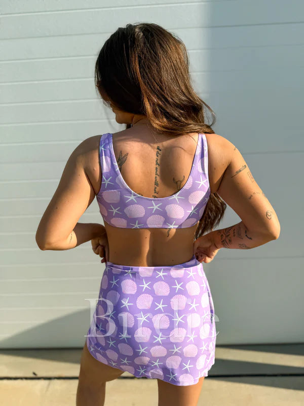Three Piece Swimsuit in Lavender Shores