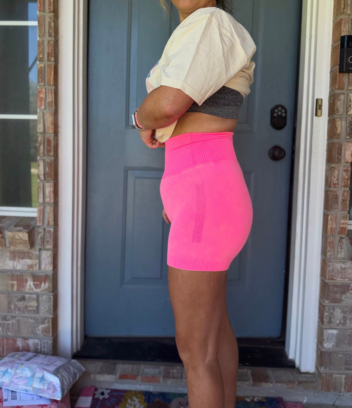 Washed Seamless High Waisted Shorts Pink