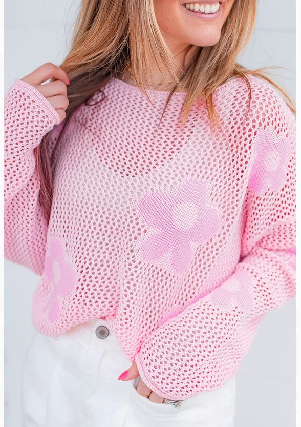 Pink Daisy Knit Sweater