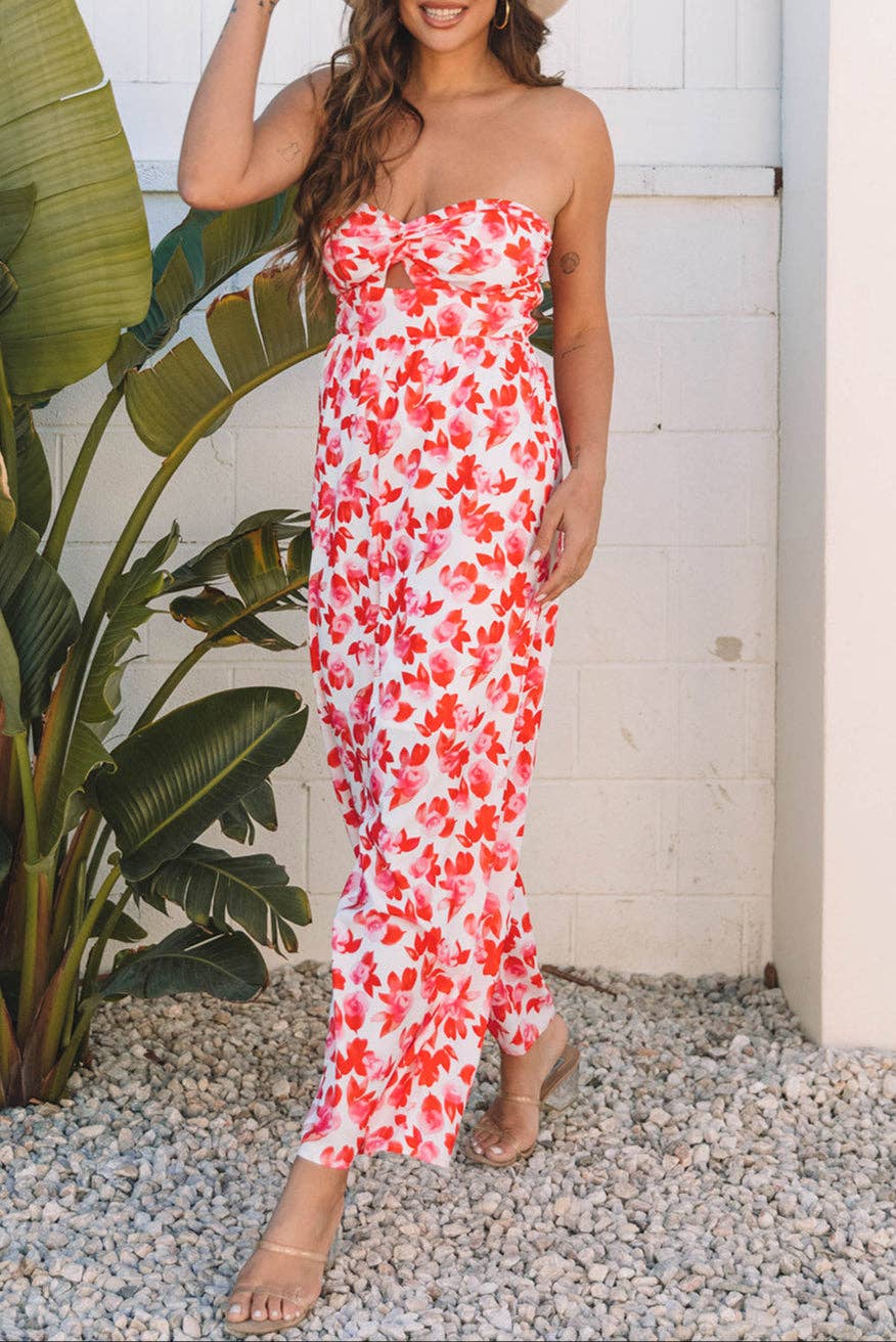 Floral Twisted Bandeau Summer Jumpsuit