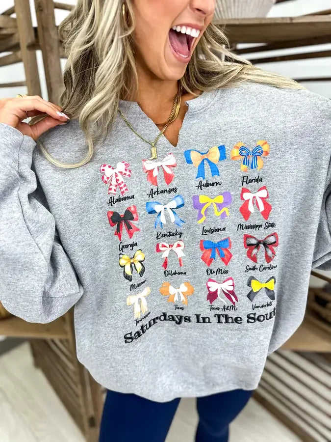 Saturdays In The South Sport Gray Split Neck