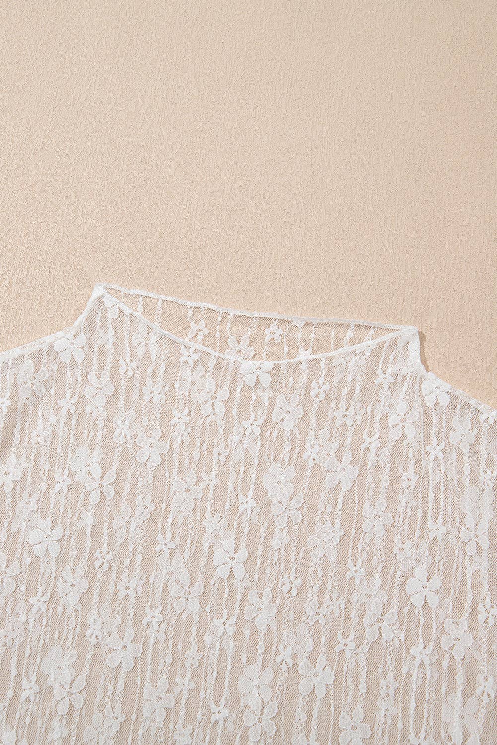 White Sheer Floral Lace Long Sleeve Top