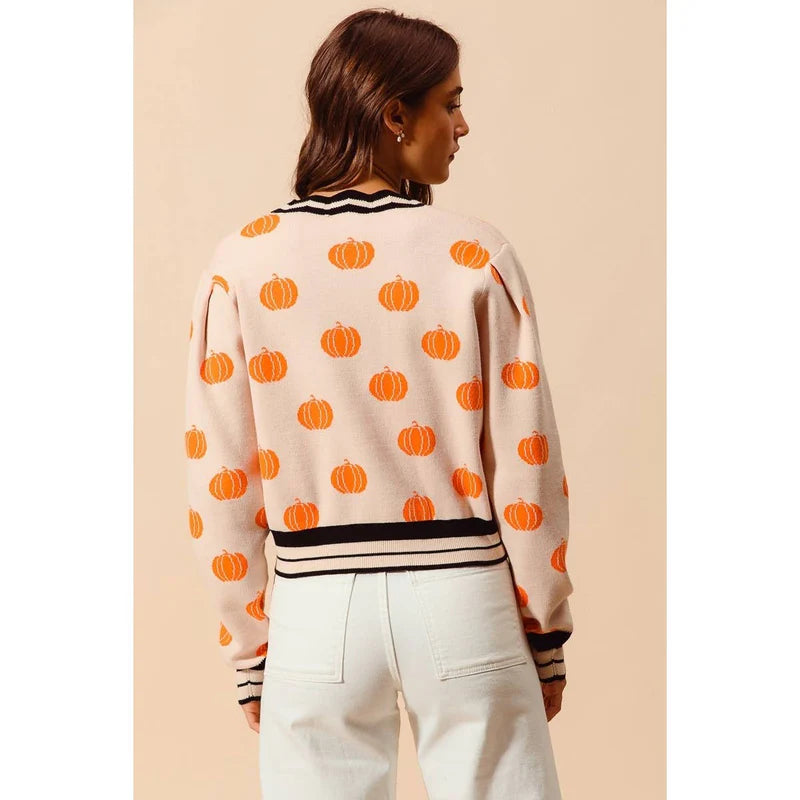 Pumpkin Knitted Sweater Cardigan