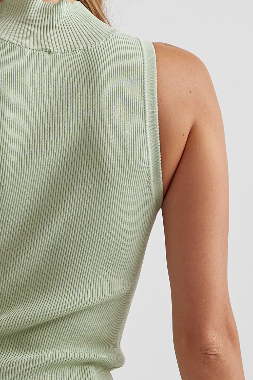 Sage Mock Neck Sleeveless Top