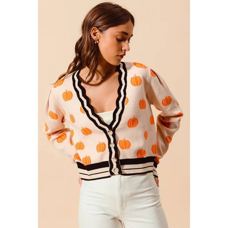 Pumpkin Knitted Sweater Cardigan