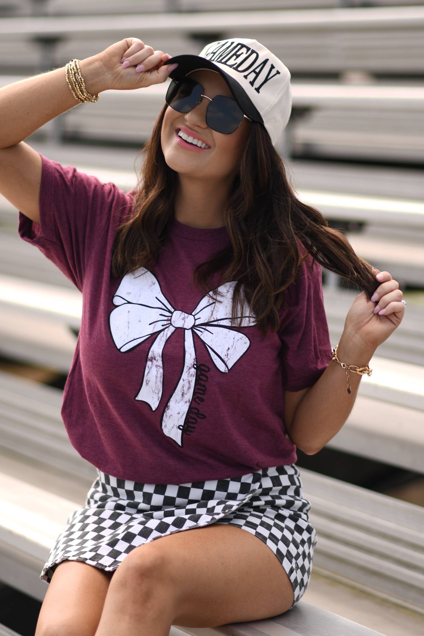 Maroon Game Day Bow Tee