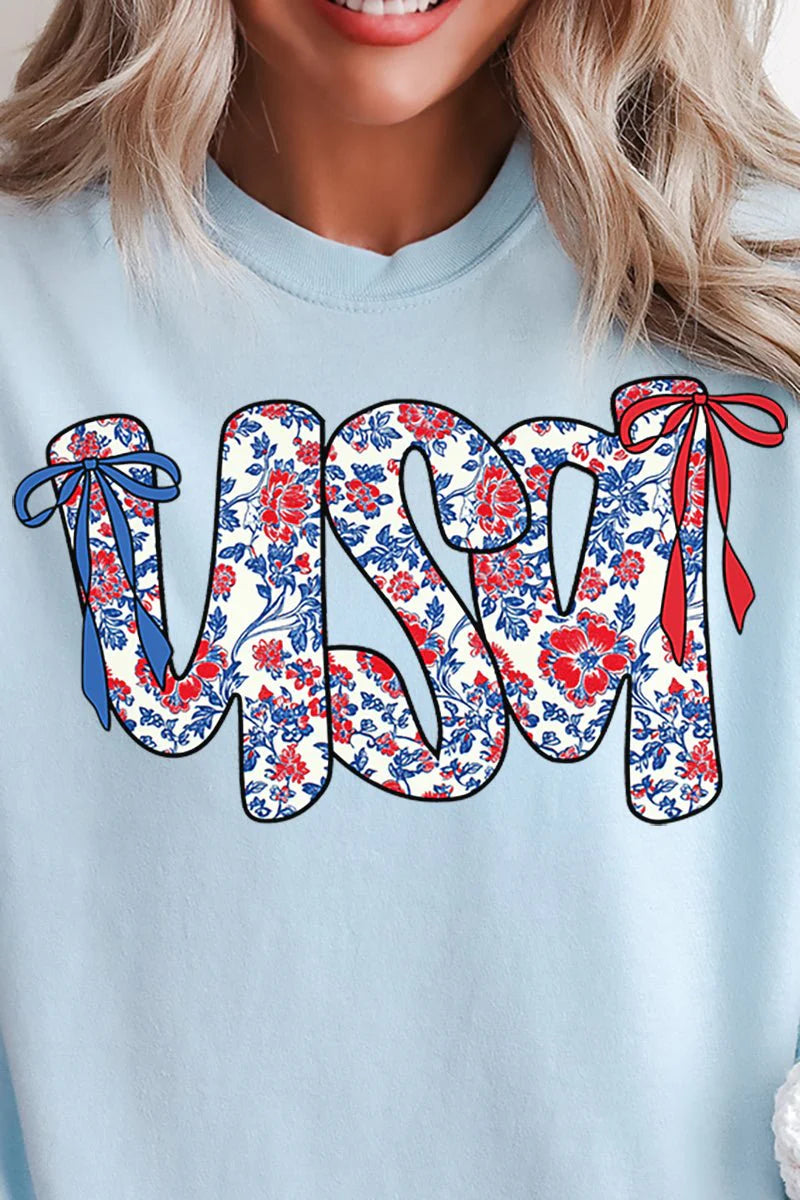 Floral USA Graphic Tee
