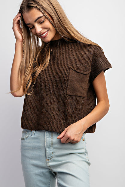 Shoulder Drop Rib-Knit Sweater Top